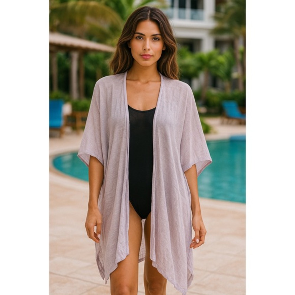 2/$30 Cynthia Rowley Kimono One Size Lilac Linen Blend Coastal‎ Beachy Pastel